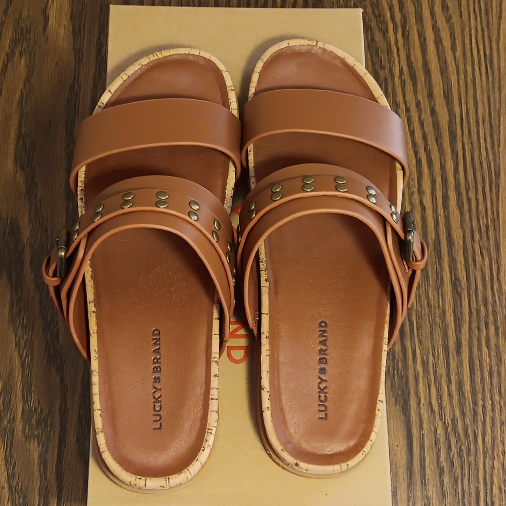 Lucky Brand Tan Studded Women's Sandals - Picture 3 of 7